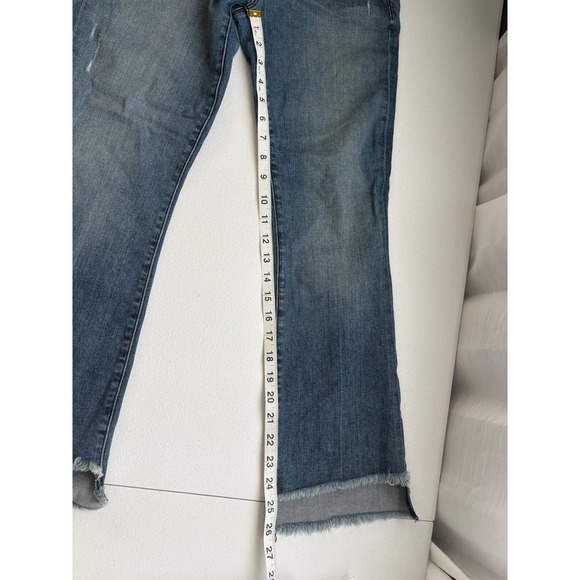 McGuire Crop Flare Jeans Frayed Hem Distressed Denim Blue Size 25 - Picture 9 of 9